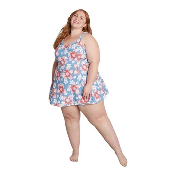 Esther Williams NWT Retro Chic Let Fun Bloom One Piece Swim Dress Shorts Size 10 - Picture 14 of 14